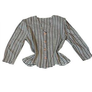 Vintage pink and black/white checkered blazer, medium